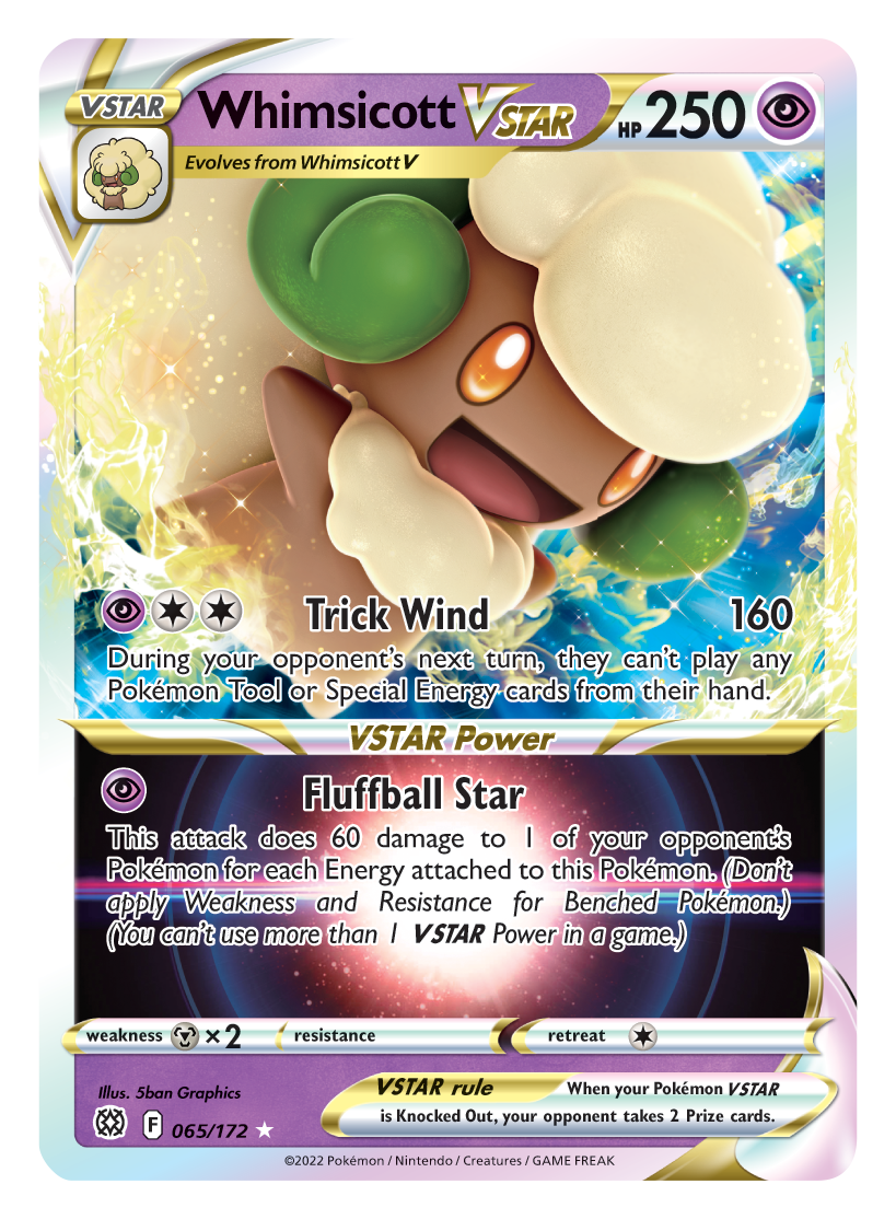 Here’s an exclusive look at Whimsicott VSTAR, a new card from the Brilliant Stars Pokemon TCG
